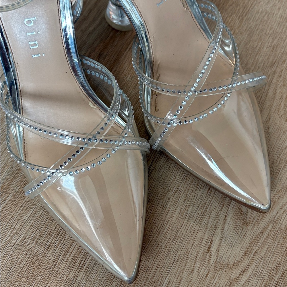 Gianni Bini Clear and Silver Strappy Heels - Picture 7 of 8